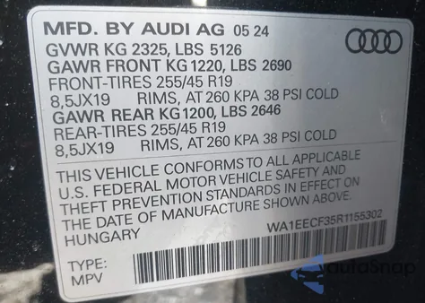 2024 Audi Q3 Premium Plus 45 Tfsi S Line Quattro Tiptronic from USA, damaged, VIN WA1EECF35R1155302
